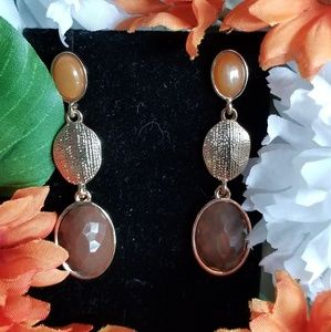 Facet Brown and Gold Pierced Earrings #122